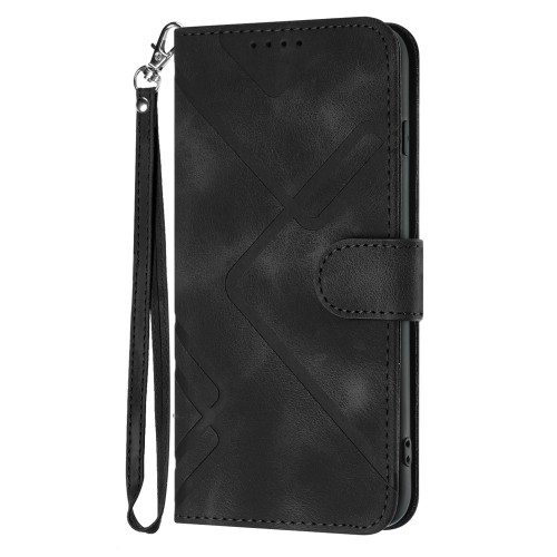 Samsung Galaxy S25 Ultra 5G Line Pattern Skin Feel Leather Phone Case - Black